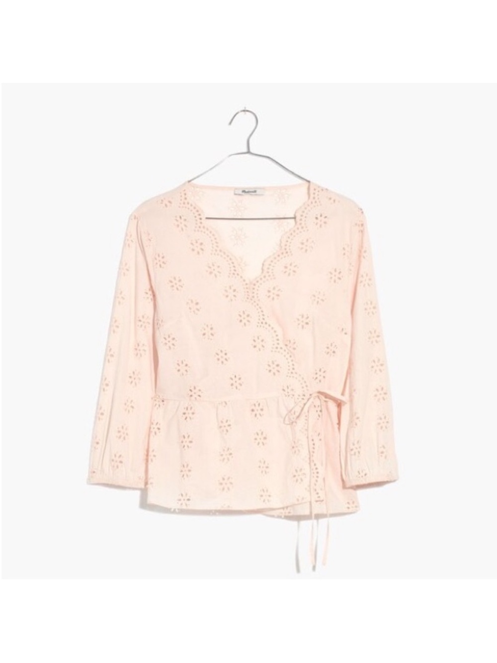 Madewell Scalloped Eyelet Wrap Top - Blush Pink